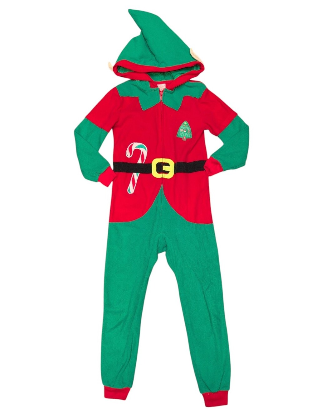 CAT & JACK Red And Green Fleece Elf Suit Pajamas